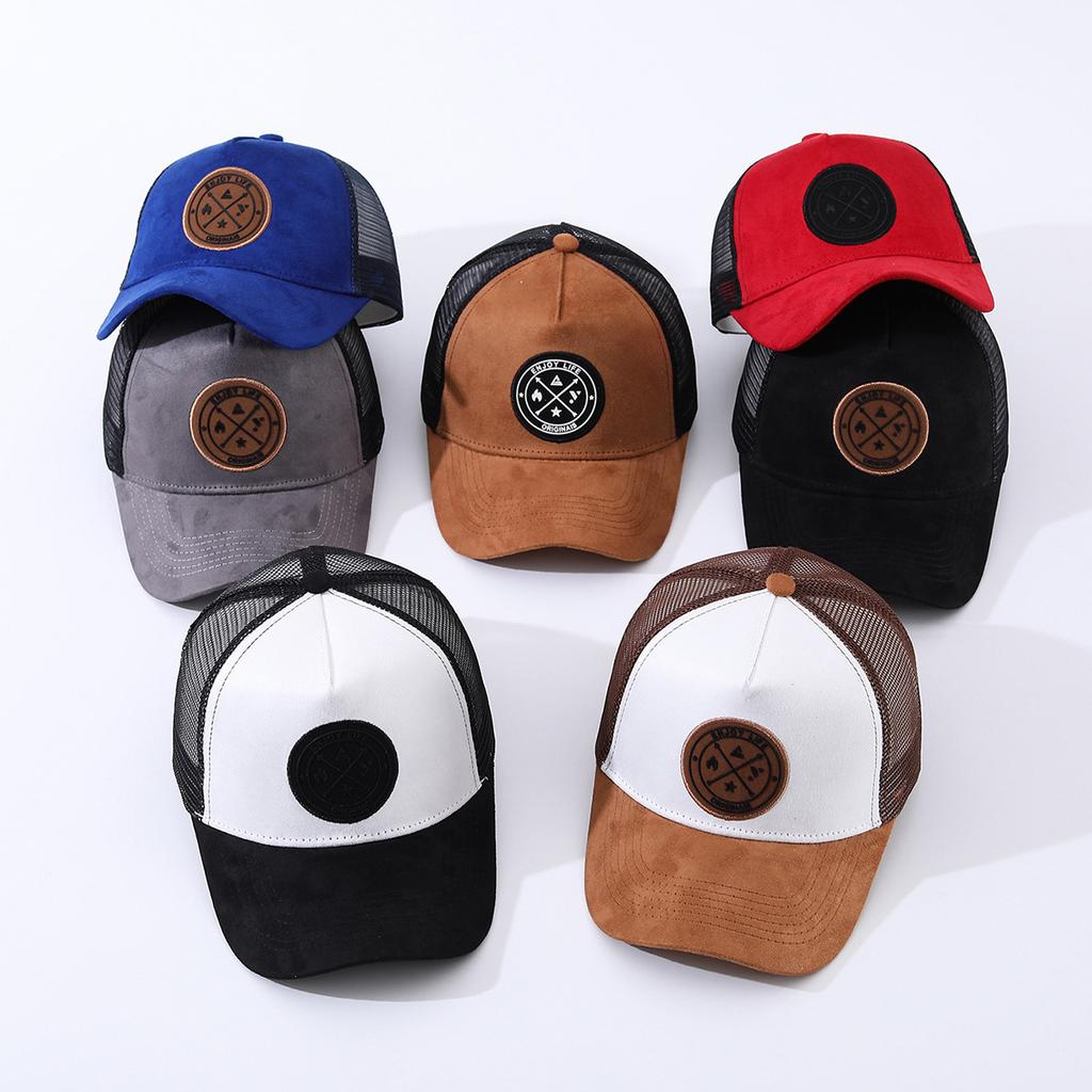 Sommer Runder Etikett Wildleder Baseballkappe Herren Netz Vielseitiger Sonnenschutz Damen Hip-Hop Hut Trendiger Hut