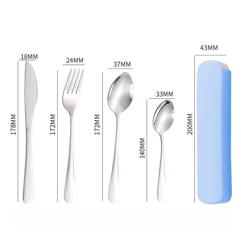 Portable Tableware Spoon Fork Four-piece Set Household Student Tableware Set Fit Outdoor Tableware Cutlery Set4