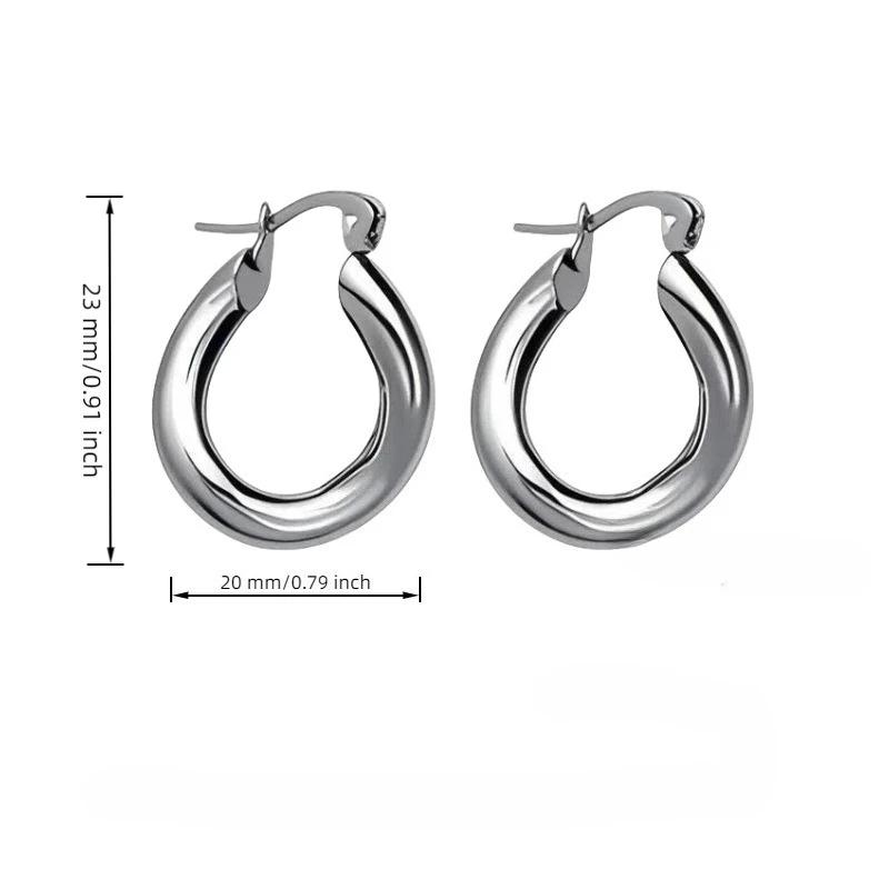 

French retro earrings for women new fashion sense ins wind earrings Titanium steel circle earrings tide серебряный