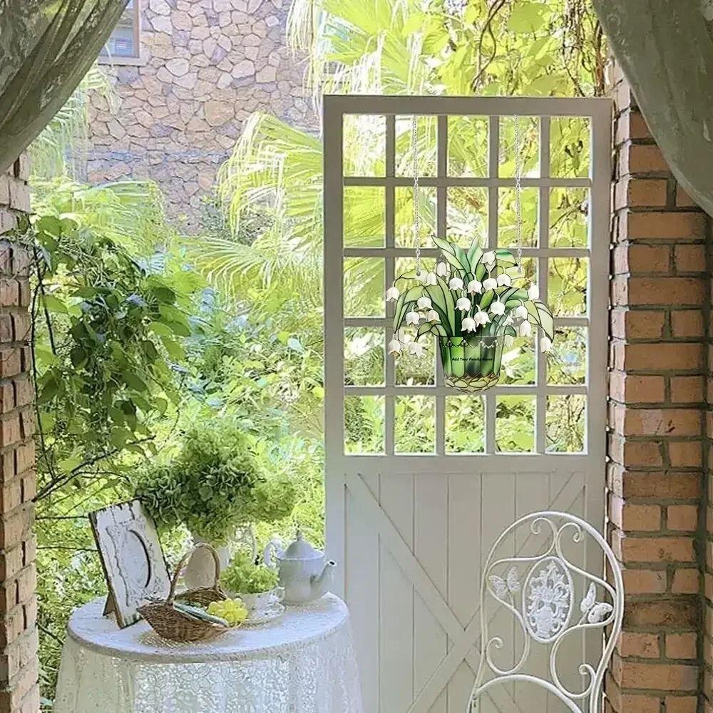 Hanging Flower of Valley Window Catcher Eye-Catching Sun Light Catcher 2D Flower Ornament  Wall