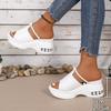 Women's Rhinestone Wedge Platform Thick-Soled Slide Sandals, Available In Large Sizes.