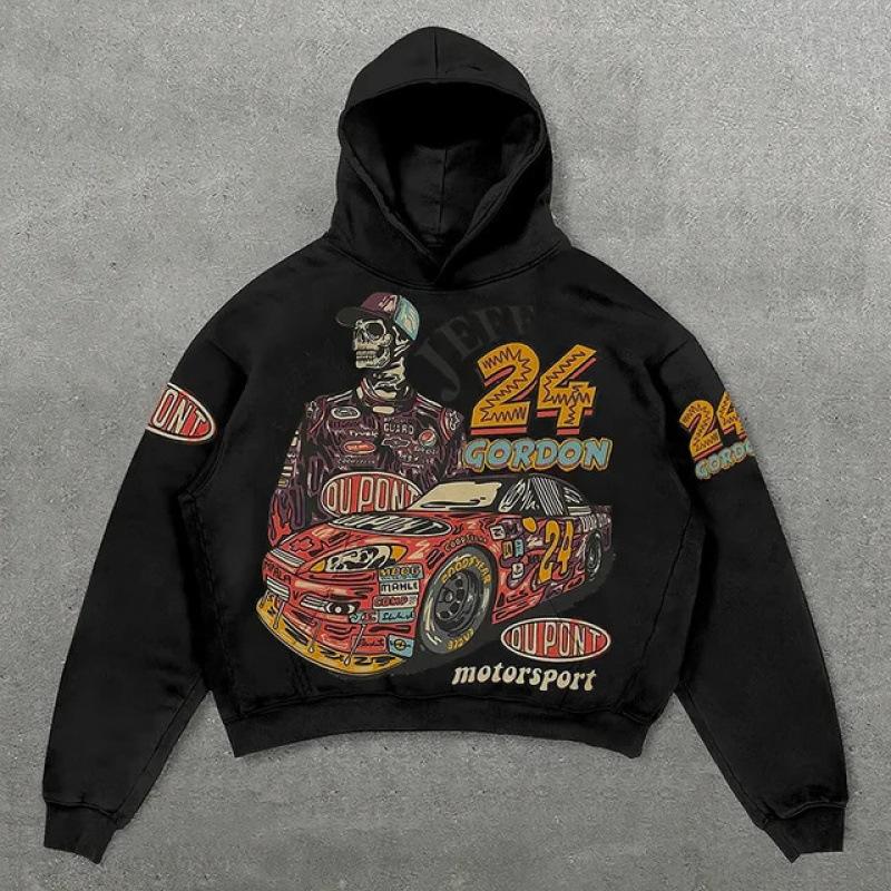 Street Trendy Brand Skull Pullover Sweater Digital Printing Casual Loose Hooded Sweater