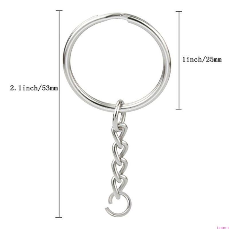 150Pcs Silver Screw Eye Pin Key Chains With Open Jump Ring Chain Extender Eye Pins Split Keyring Jewelry Making Findings