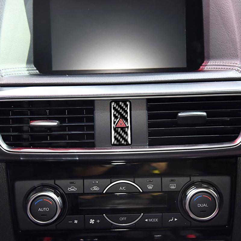 For Mazda CX-5 2017 -2018 1PCS Real Carbon Fiber Emergency Flash Button Trim Car Interior Accessories Car Interior