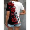 Women's T Shirt Floral Graphic Vintage Stylish Modern Short Sleeve V Neck Regular Tops Daily Print Red Summer Casual T-shirt
