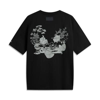 Li Ning CF Moisture Wicking Comfortable Antibacterial Short Sleeve T-Shirt Men Tops Black ATSV179-5