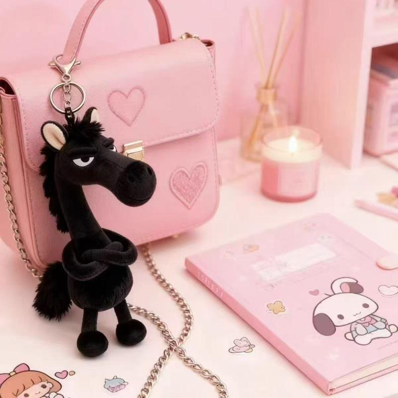 1-10PCS 2026 Year of The Horse Plush Toy Black Pony Mascot Creative Cute Doll Keychain Bag Charm Ornament