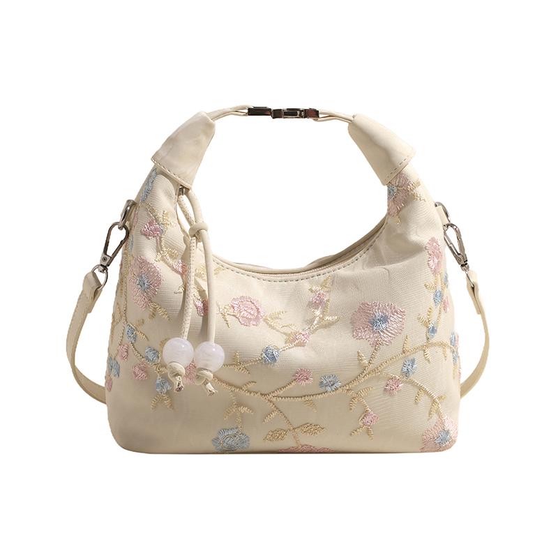 Exquisite Flower Embroidery Hobos Chinese Style Shoulder Bags 2026 High Quality Sense of Luxury Designer Style Women's Handbags