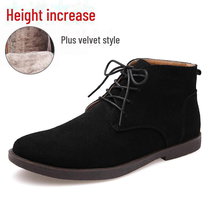 Men's Frosted Leather Mid-Top Winter Desert Boots In British Style