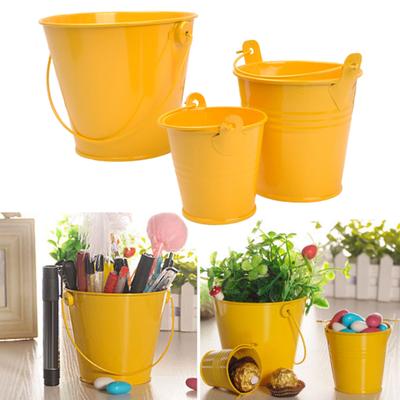 3Pcs Miniature Tin Bucket 1/12 Scale Hanging Small Bucket Multi-purpose Metal Bucket with Handle Dollhouse Accessories