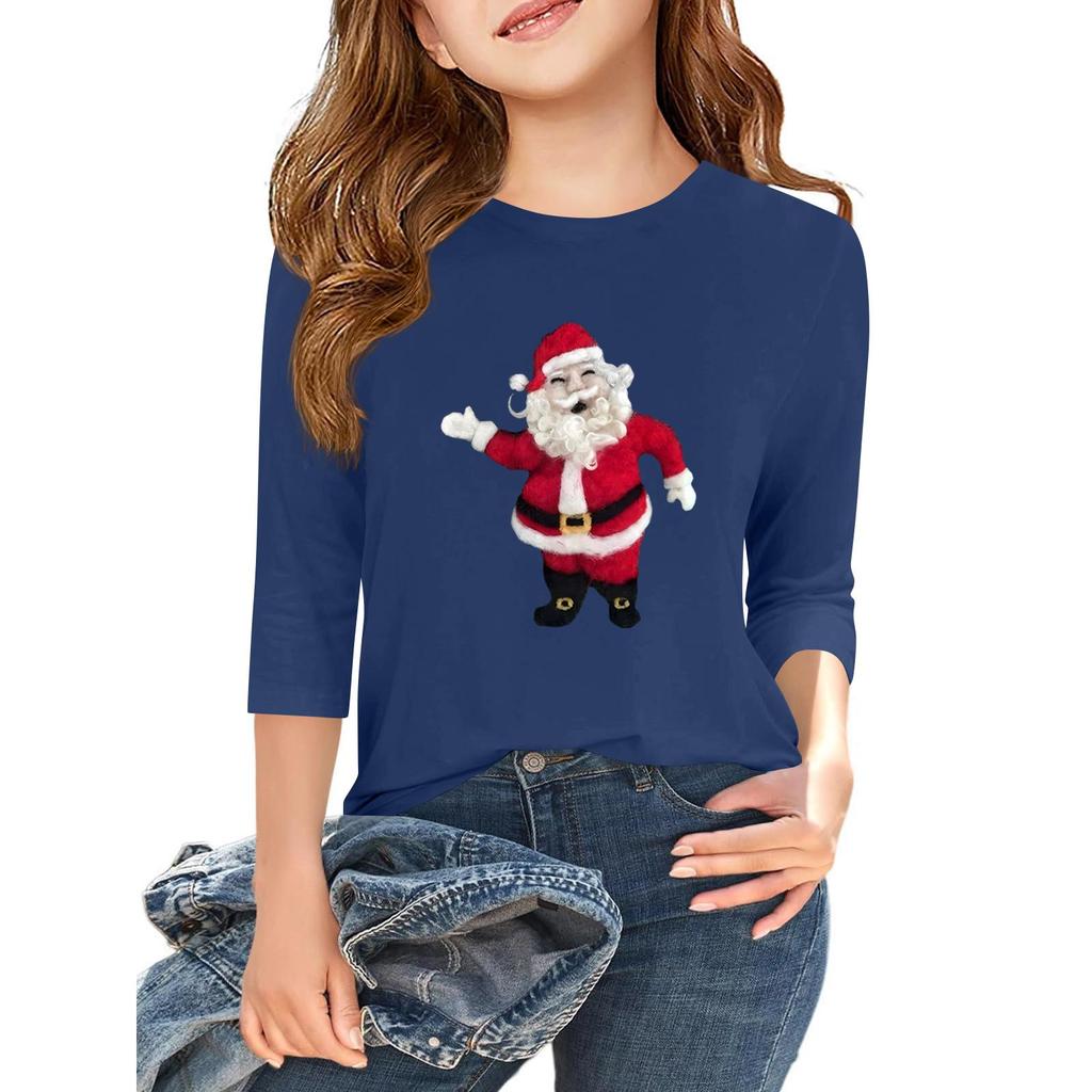 Children's 3/4 Sleeve Independence Day Printed Round Neck Casual T-shirt