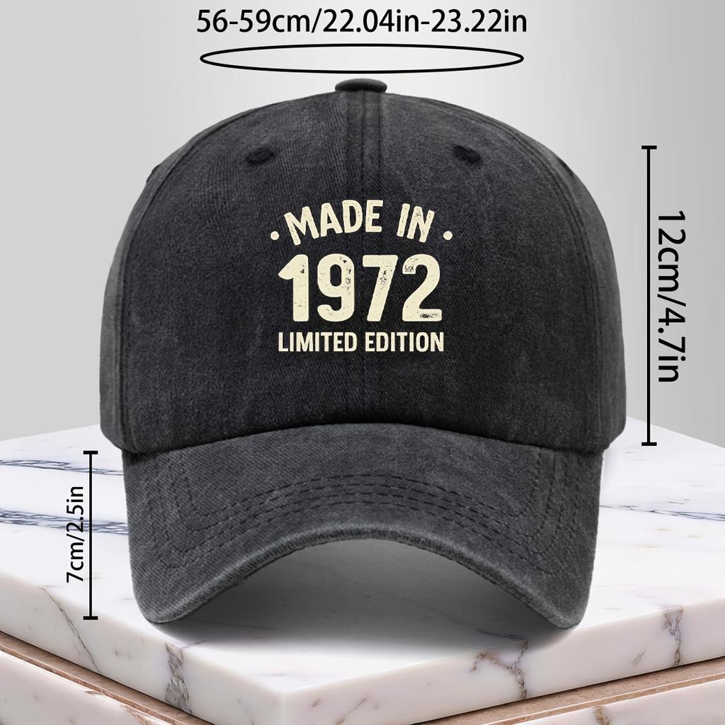1972 Text Pattern Baseball Cap Retro Distressed Casual Hat Unisex Hip-Hop Hat