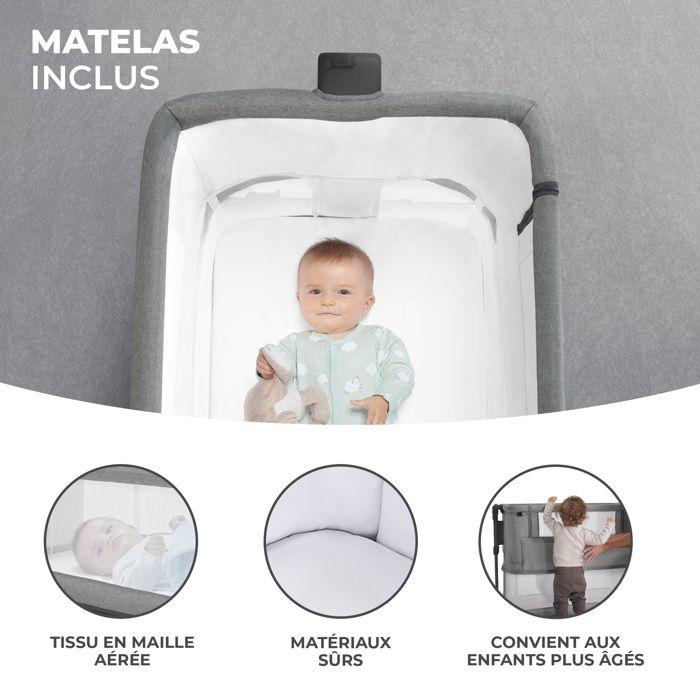 3-in-1 Cot Kinderkraft Neste Grow Co-sleeper Baby Adjustable 5 Heights &; 2-position Tilt, Dark Grey