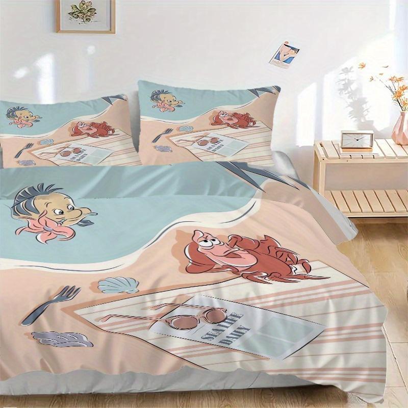 

3pcs Under the Sea Adventure Flounder & Sebastian Beach Print Cover Set Ultra Soft, Breathable, and Comfortable Bedding with Stylish Design for B 135x200cm