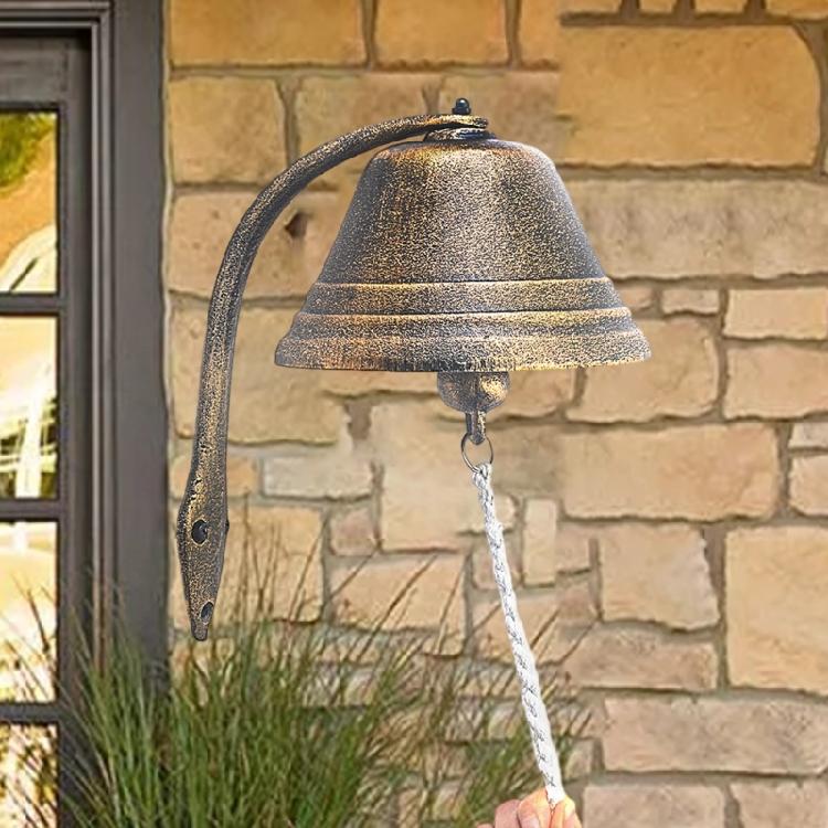 Elegante Schmiedeeisen Antike Türklingel mit Seil Vintage Tischglocken für Kirche Häuser Eingangstor Garten Dekoration Geschenk