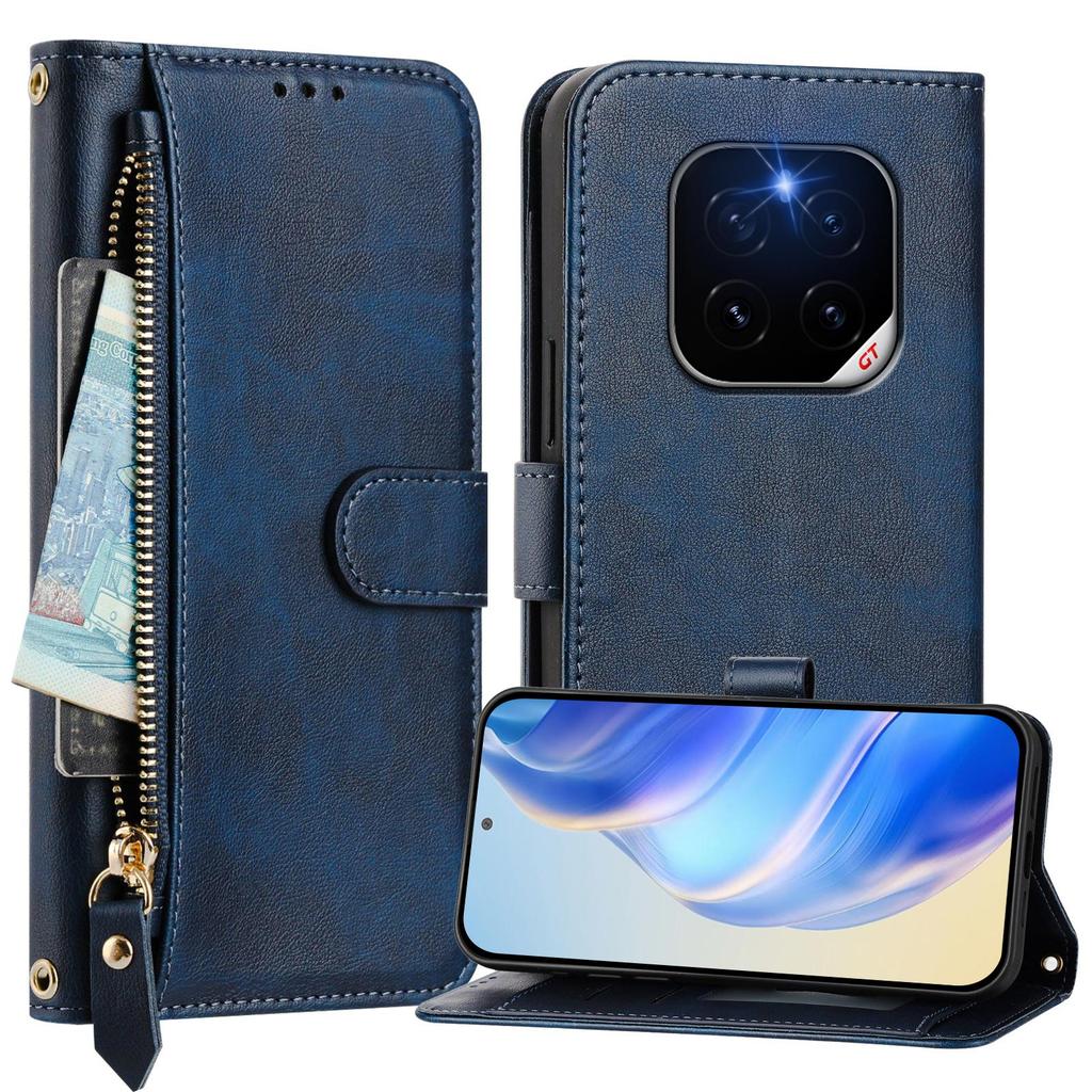 For Honor GT Pro Case Zipper Pocket Multiple Card Slots Leather Phone Cover