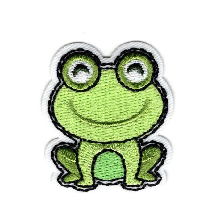 Ecusson Thermocollant - MEDIAC - Grenouille Sourire - 3,50 x 4 cm - Vert