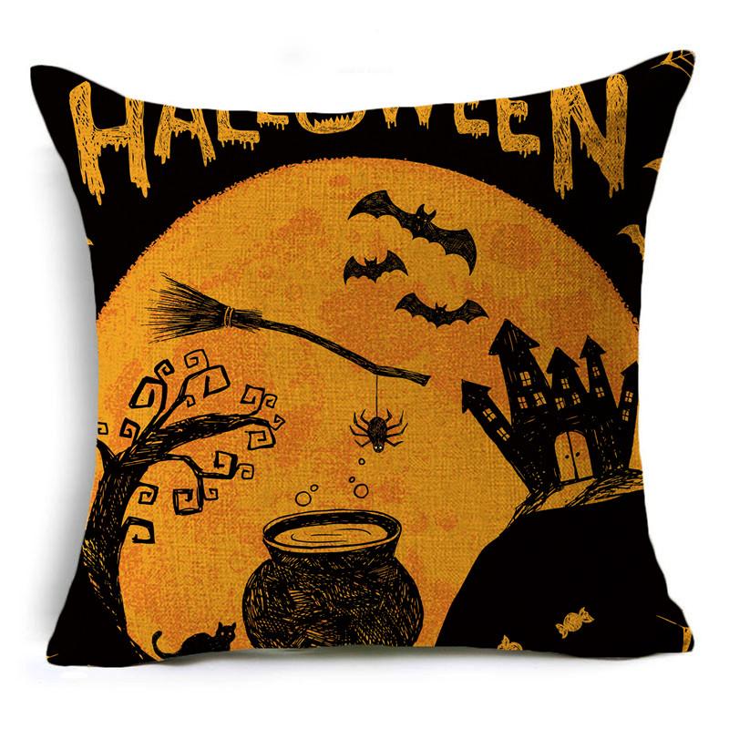 Halloween Pillowcase for Home Decorations Car Cushion Covers 40cm/45cm and 50cm Linen