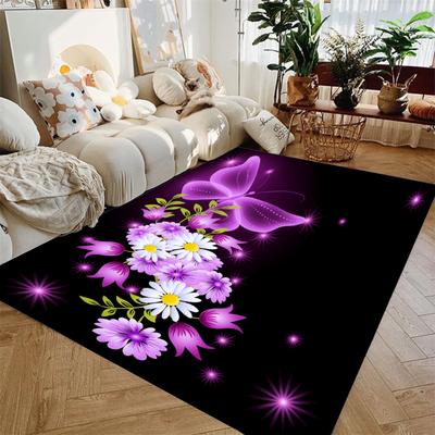 1 Stück Teppich Bunter Schmetterling 3D-Druck für Schlafzimmer Dekoration Kinder Rutschfest Wohnzimmer Bodenmatte Oberfläche Bequemer Teppich Geburtstagsgeschenk