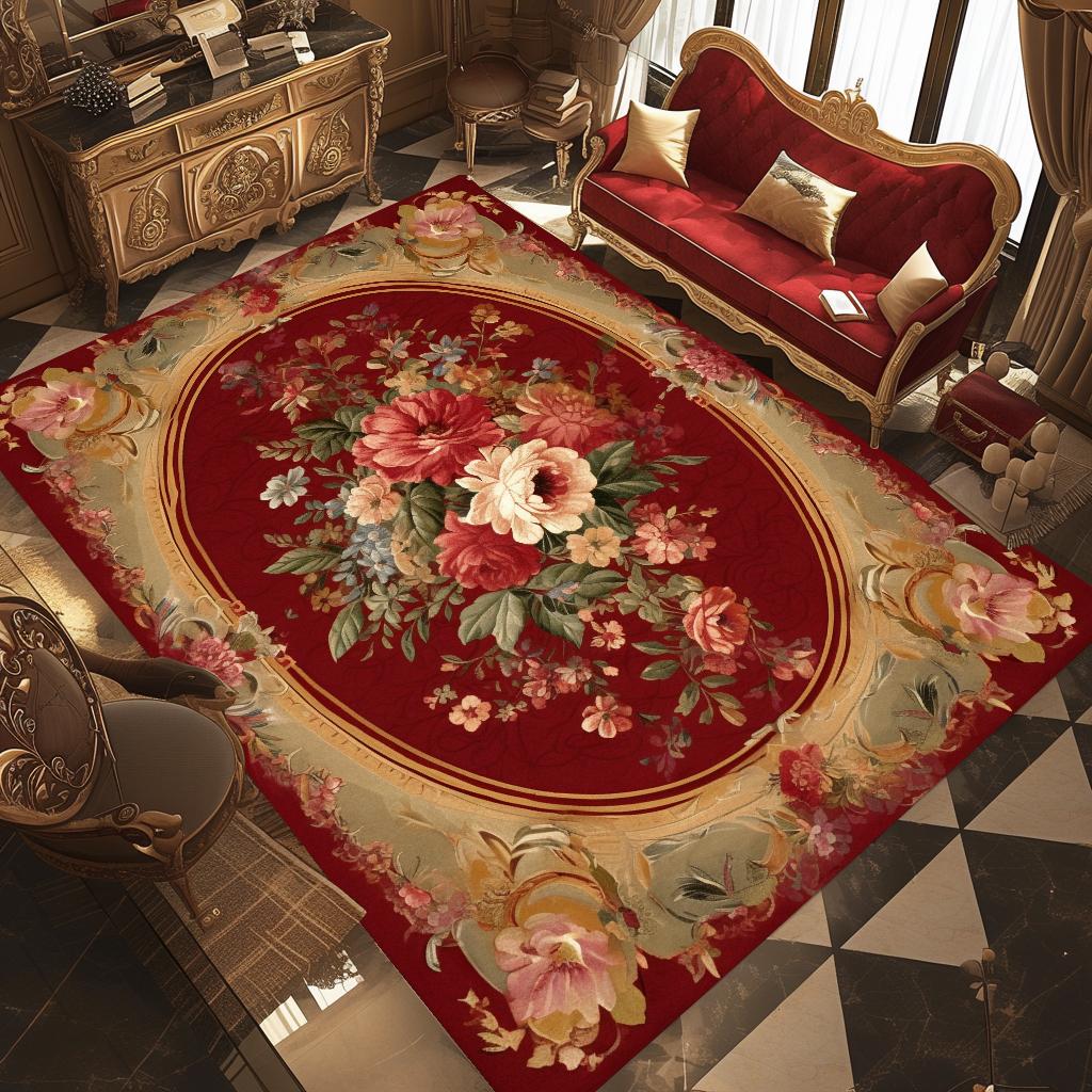

Retro European Style Large Room Rugs Luxury Bedroom Decoration Carpets Sofa Table Side Area Rug Underfloor Mats Washable tapete 60x90cm