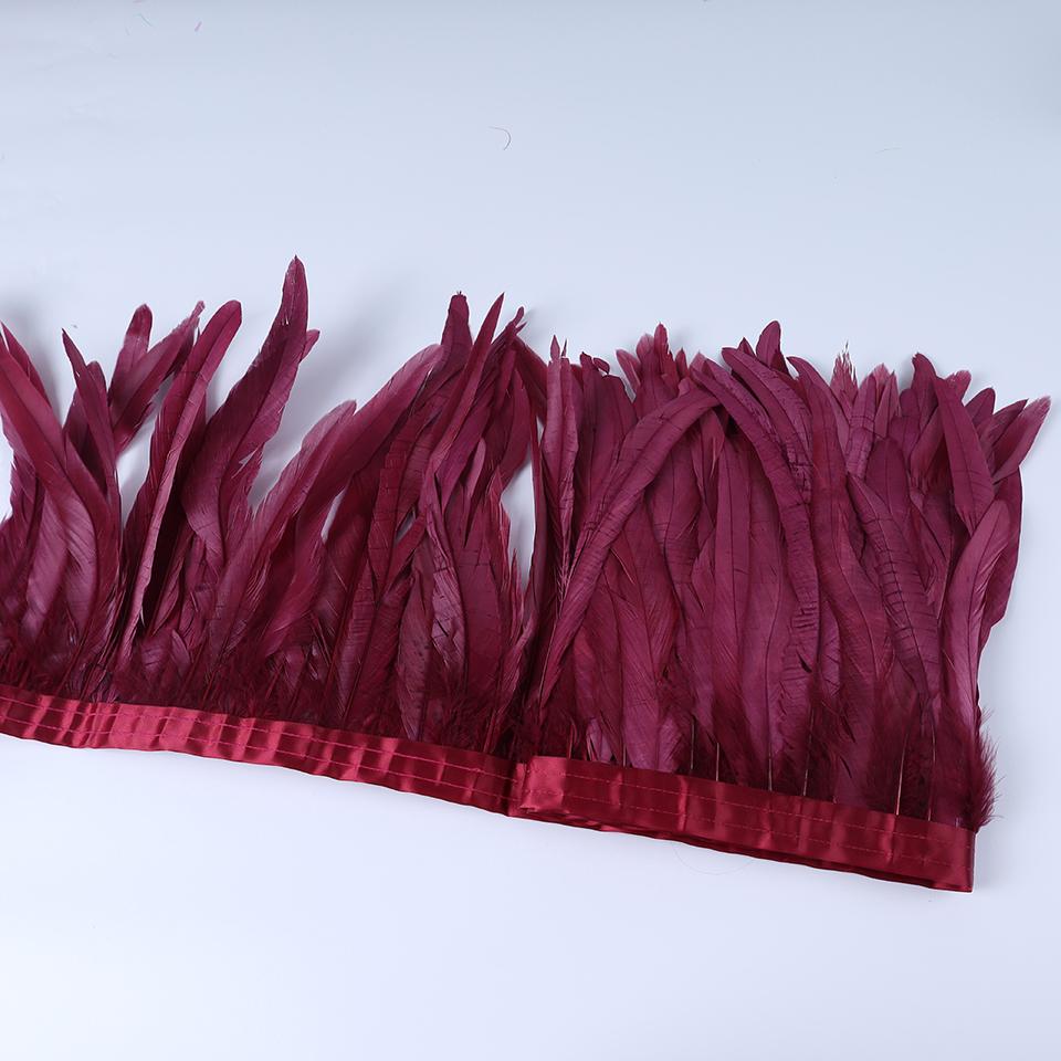 Rooster Feather Trims 2M Rooster Cock Tail Feather Fringes DIY Handicrafts for Clothes Ribbon Carnival Accessories