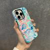 For iPhone 15 Pro Case Stylish Plant Pattern Shockproof PC + TPU Phone Back Cover