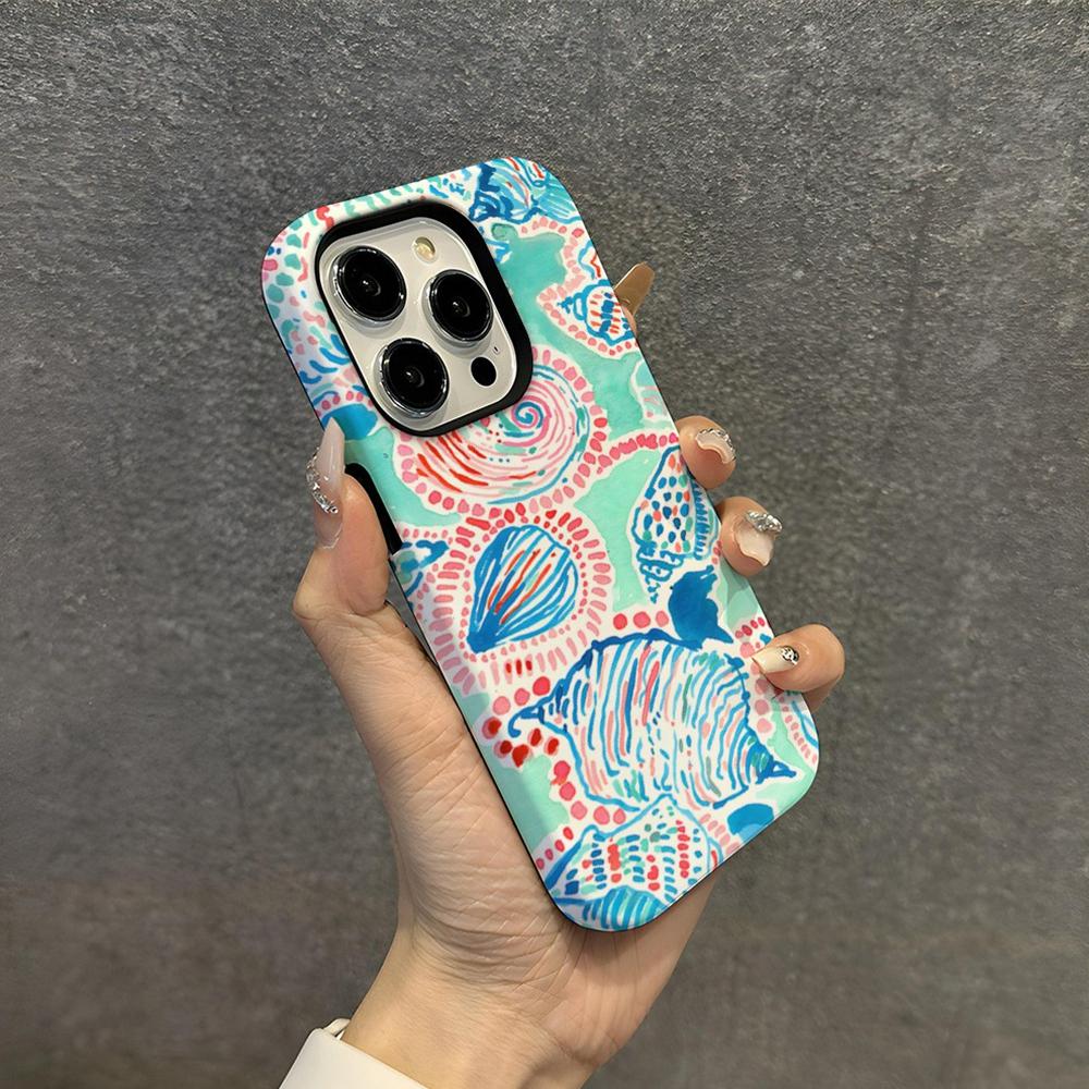 For iPhone 15 Pro Case Stylish Plant Pattern Shockproof PC + TPU Phone Back Cover