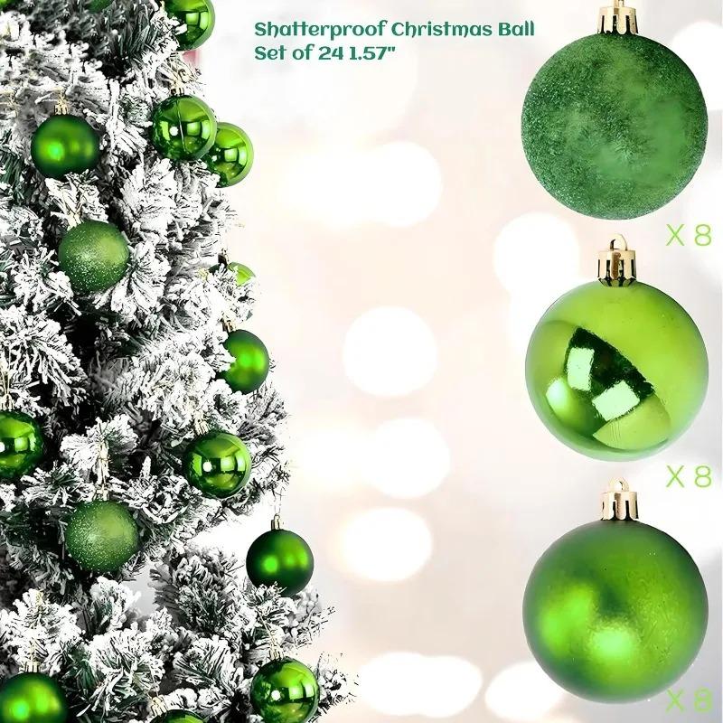 4Cm Christmas Balls Ornaments 24Pc Green Colorful Shatterproof Christmas Tree Diy Decoration Hanging Ball For Xmas Party Wedding