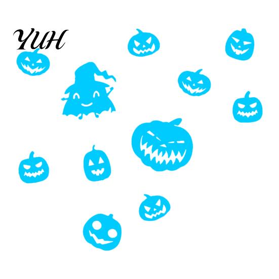 Easy Peel Stick Decorations Halloween Glow In The Dark Wall Stickers, Luminous Decals with Ghost Mysterious Castle Pattern Stickers Pumpkin