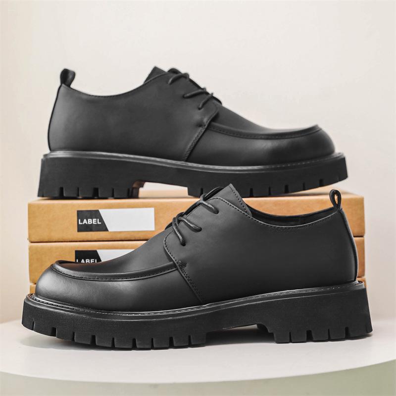 Pánské společenské boty s tlustou podrážkou - Černý britský styl