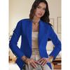 Women S Solid Long Sleeve Blazer Lapel Collar Elegant Office Style