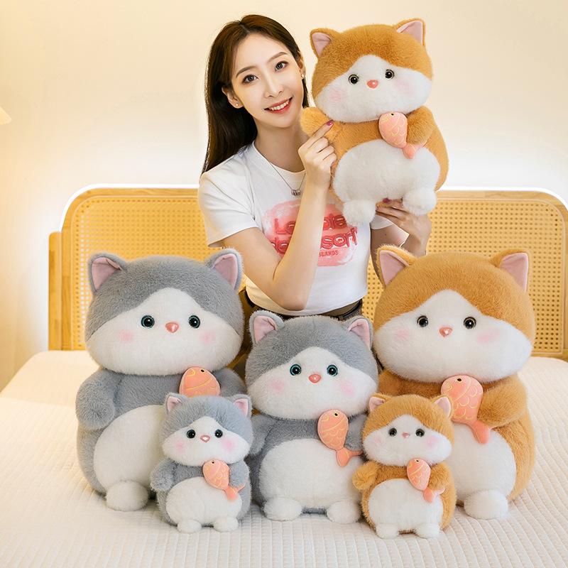 Toy Plush Cat Fish Hugging Doll Stuffed Animal Cartoon Kitty Home Gift Decor