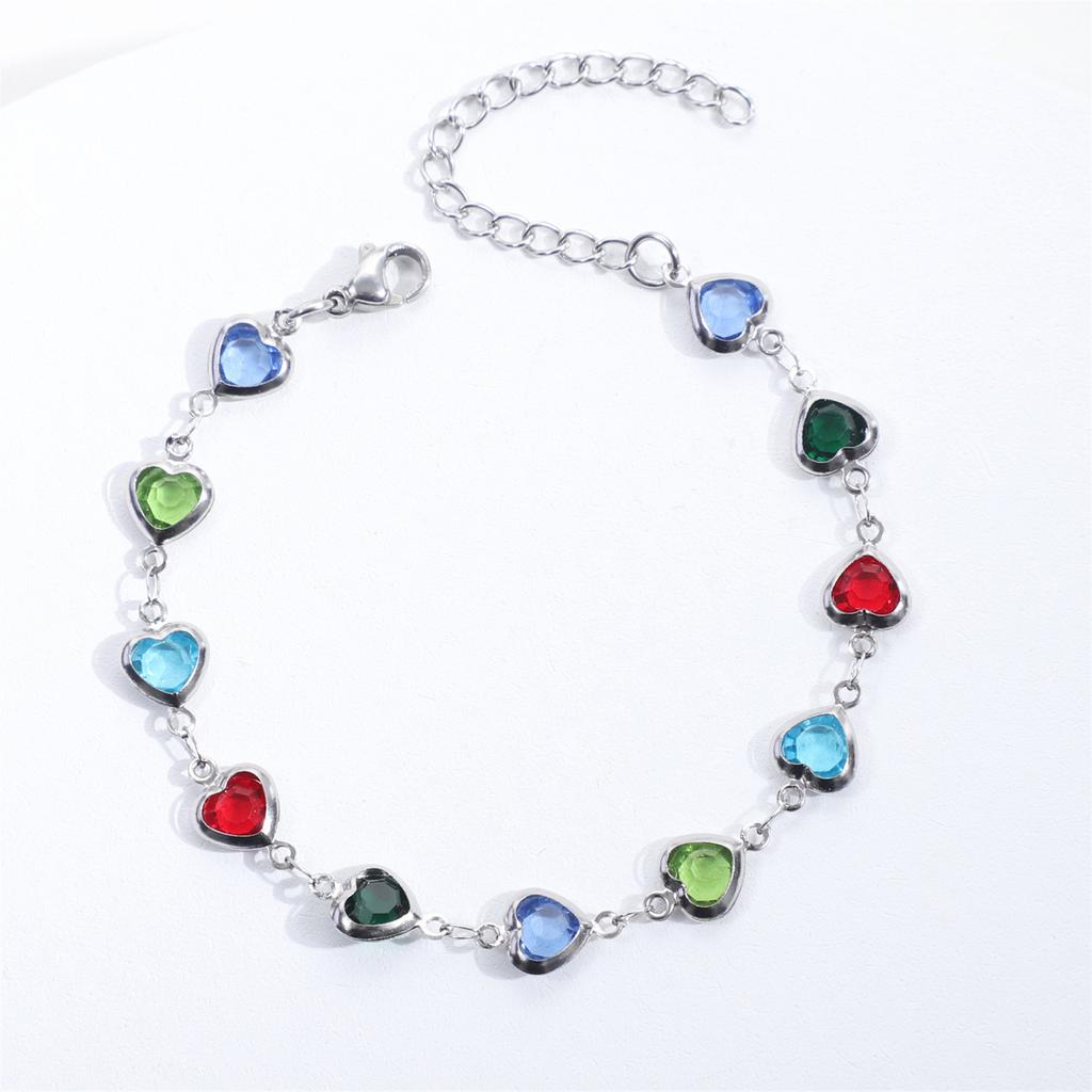 JMXD Personalized Titanium Steel Bracelet, Crystal Chain with Colorful Diamonds Inlay, Unique Design for Daily & Special Occasions