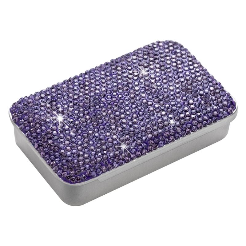 Metal Storage Holder With Glittering Diamonds Smooth Sliding Cover Designs Storage Stylish Accessory