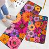 1pc Vibrant Floral Flannel Kitchen Floor Mat Machine Washable for Entrance Kitchen Living Room Laundry Bathroom Home Decor