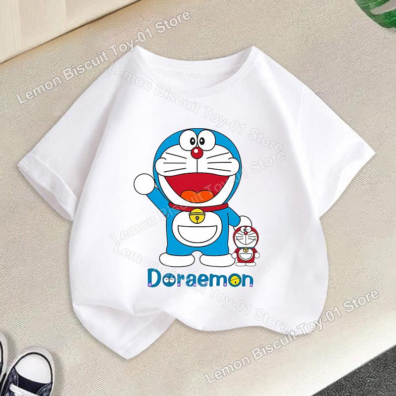 Doraemons Series Boys Girls Short Sleeve Top Summer Hot Cartoon T-shirt Cute Kids Base Clothes O-neck Funny Birthday Gift