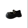 thick-soled black light-mouth small leather shoes for women's autumn new versatile Mary Zhenzi with skirt single shoes