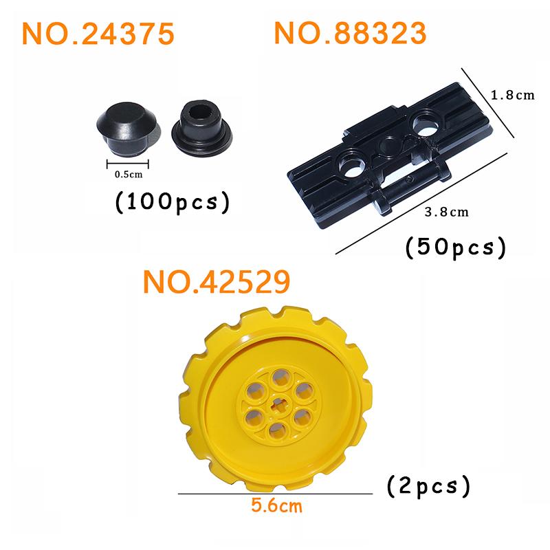 Technical Parts Brick Playset Link Chain Tank Belt Track Wheels Truck Car Gear MOC Brick Toys Playsets 3711 3873 88323 57520 57519 42529