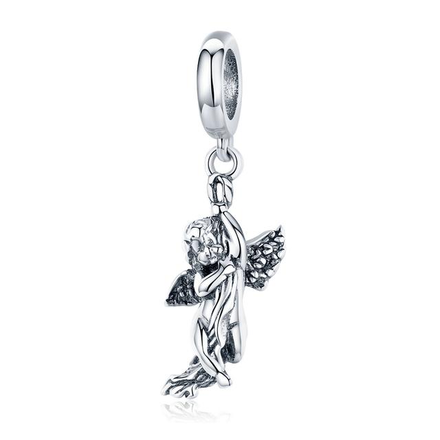 925 Sterling Silver Princess Crown Charms Heart Love Lock Feather Clear CZ Pendant Beads Fit Silver 925 Bracelet Jewelry Making
