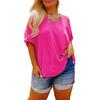American Shiying Summer New Solid Loose Plus size Short sleeve T-shirt Women 202 500 Match V neck pullover Women
