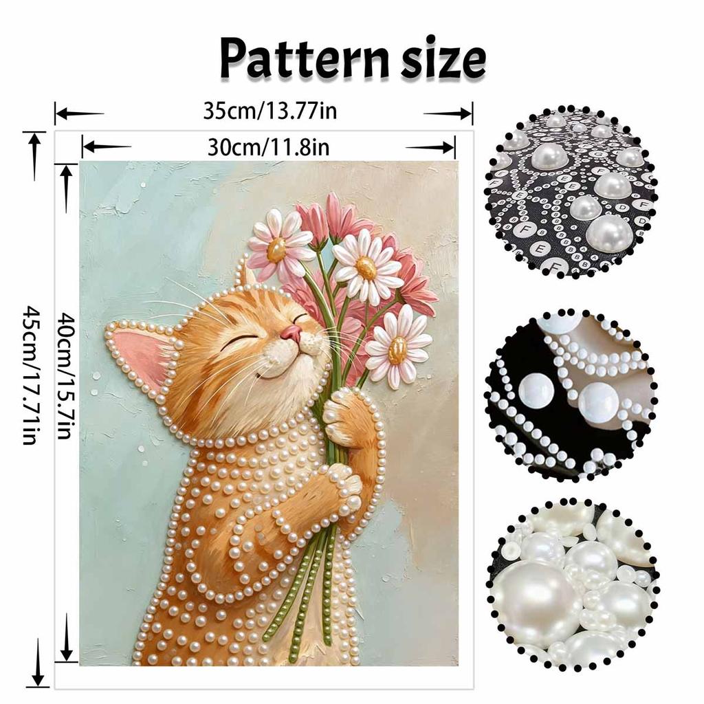Cute Cat Pearl Painting Handmade Diy Pearl Art Painting Stickers Home Decoration Gifts
