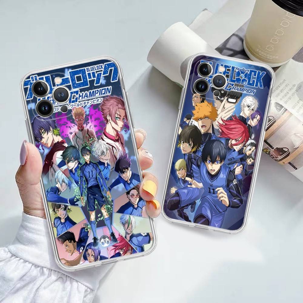 Football Anime B-Blue L-Lock Transparent Soft Phone Case For IPhone 15 12 14 16 17 13 Plus 11 Pro Max 13 Pro