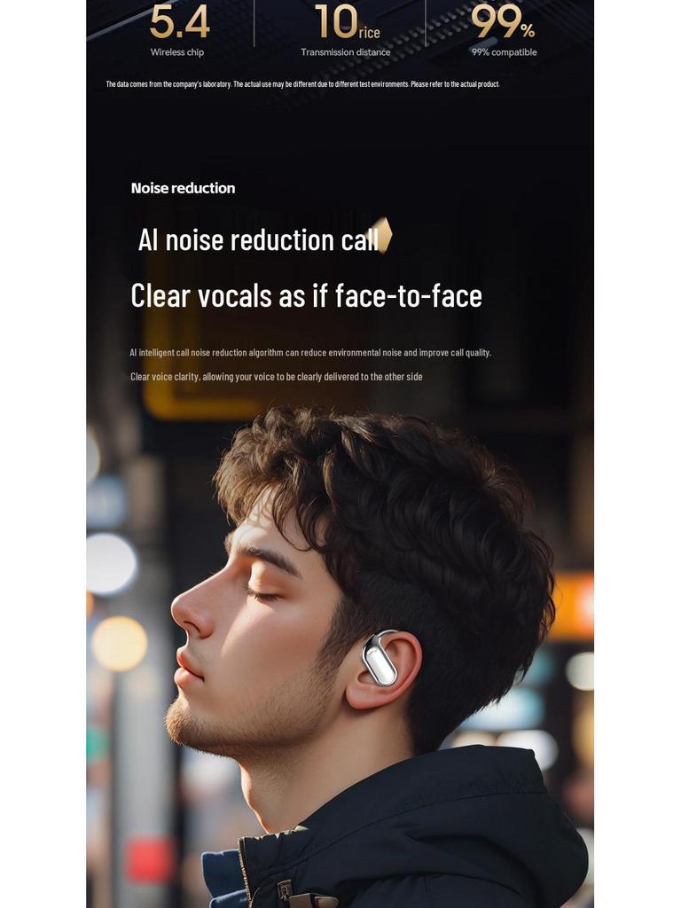 Bluetooth Ear-Hook Headset with HIFI Sound and Long Battery Life