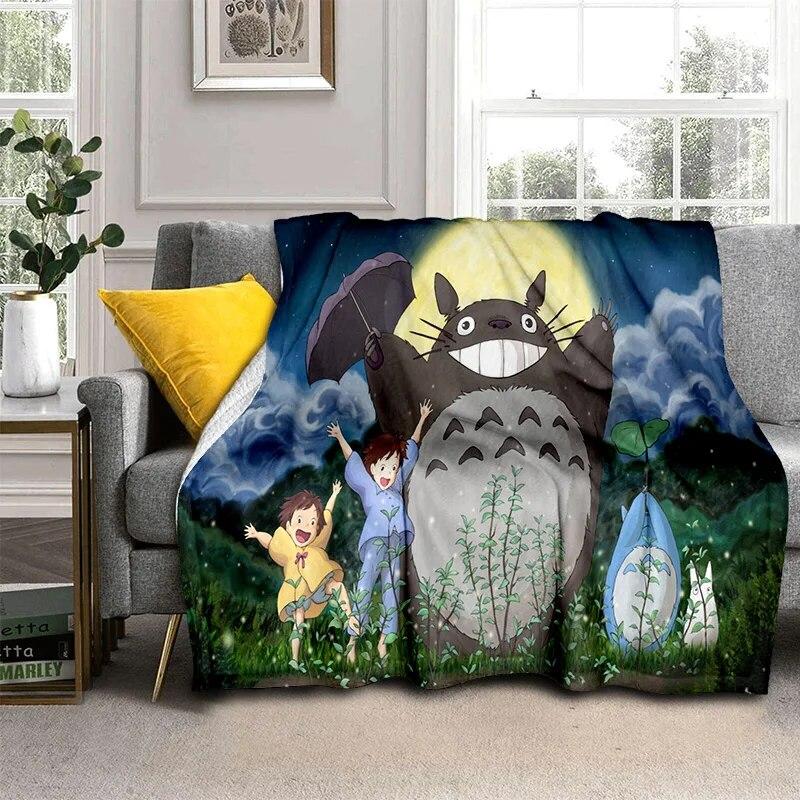 My Neighbor T-Totoro Anime Cartoon Blanket,Soft Throw Blanket for Home Bedroom Bed Sofa Picnic Travel Office Cover Blanket Kids