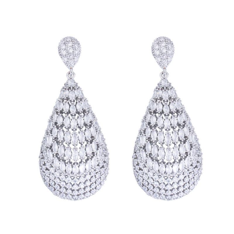 Full Of Diamonds Catwalk Tassel Cold Wind Exaggerated Earrings Inlaid Zircon Earrings Banquet Dress Accessories