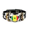 Factory National Country Flag Design Bracelet Crystal Bead Snap Button Sports National Team Jewelry Gift Leather Wrap Bracelet