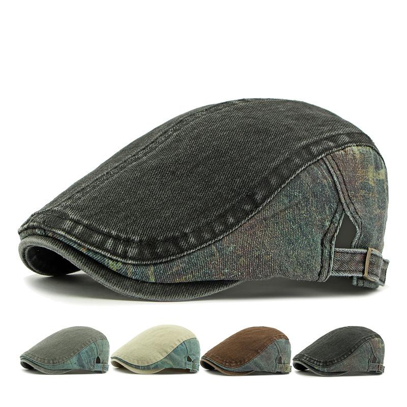 Vintage Beret Men's Denim Peaked Cap British Progressive Cap Paintwoman's Cap