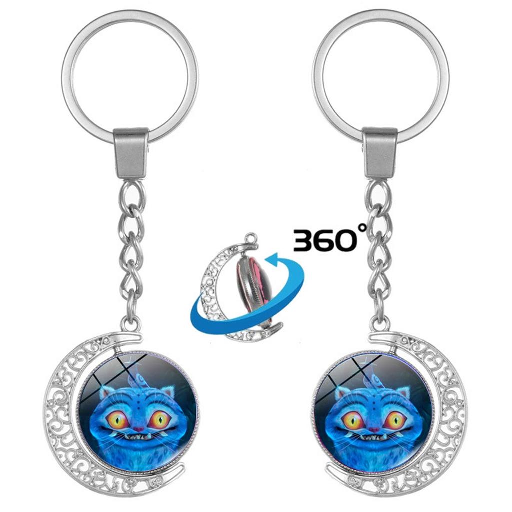 Anime Peripheral Double-sided Rotating Keychain, Creative Peripheral Key Ring Accessories Key Chain Ring