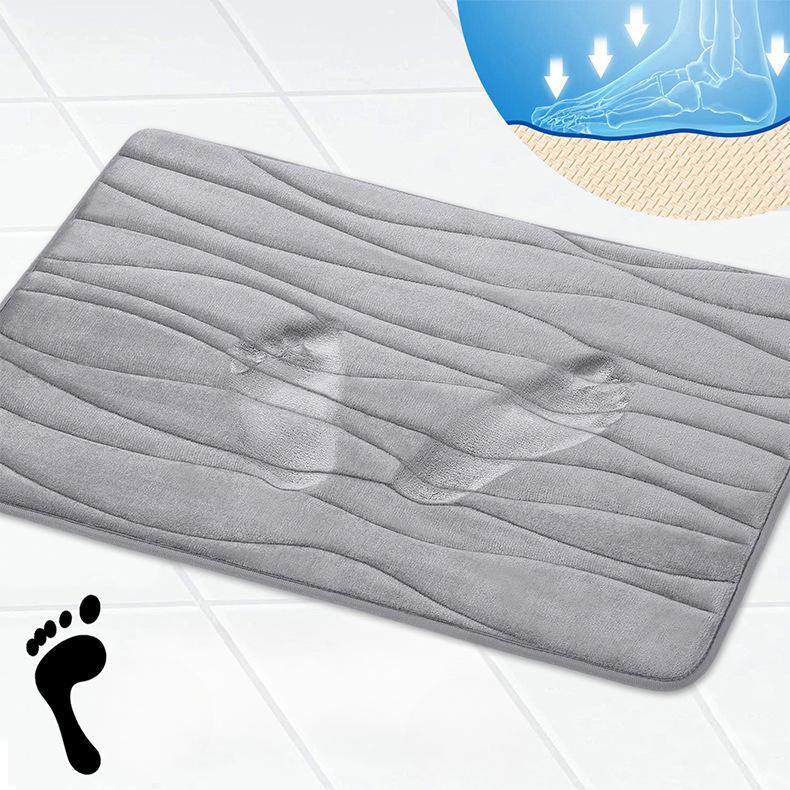 Wave Stripe Sponge Bathroom Cashmere Thickening Mat Bath Non-slip Carpets In Wash Basin Bathtub  Floor Rug Shower Room Doormat Memory Foam 3D Pad