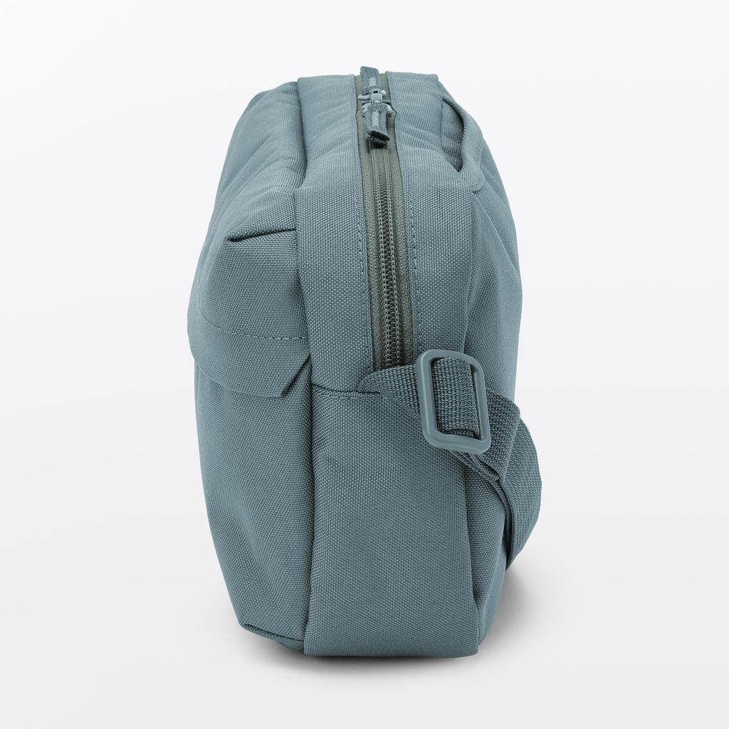 MUJI Recycled Polyester Shoulder Bag with Back Smoky Blue Water-Repellent Pocket, Unisex, Adult, EFD12A6S,